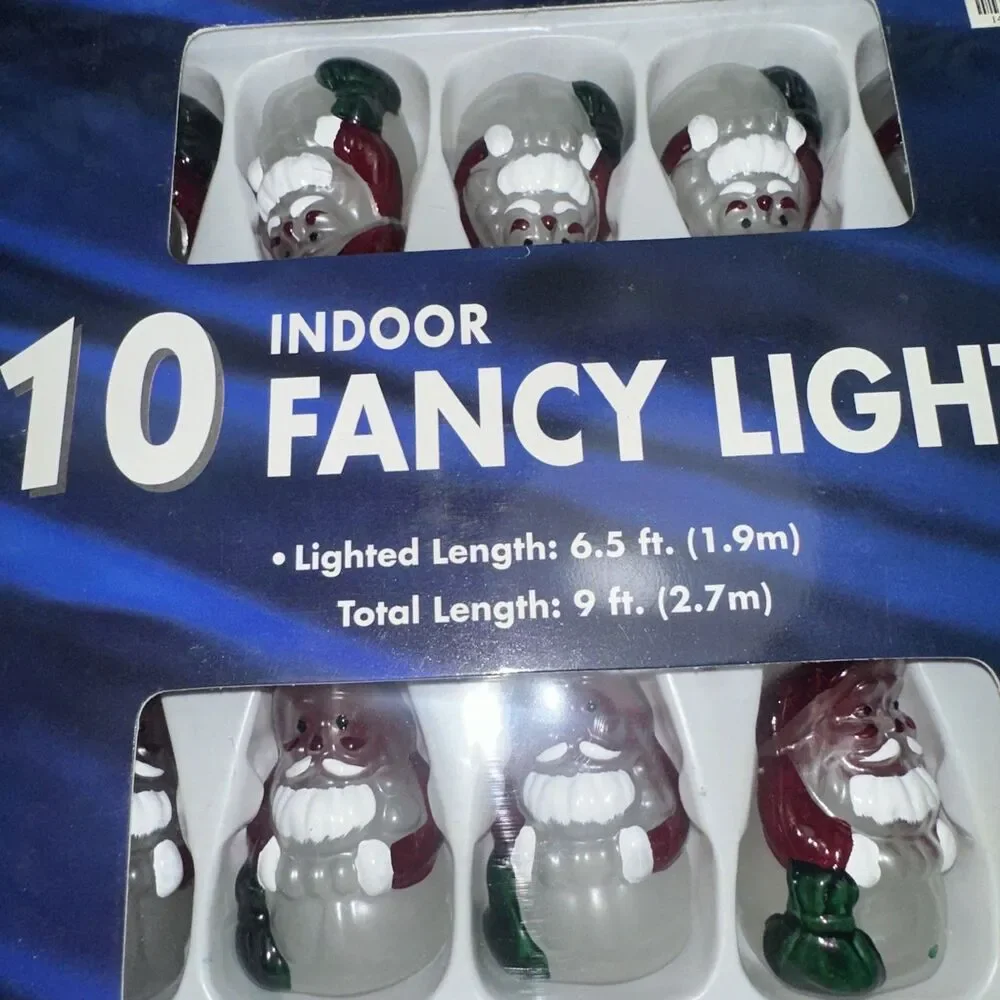 3 Boxes Indoor Fancy Christmas Lights String of 10 Santa Claus 6.5ft